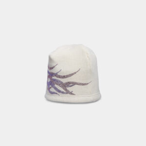 Cream Flame Beanie Pink